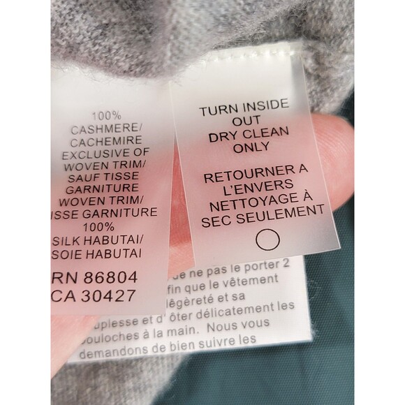 LM Women's Medium Magaschoni Heather Gray 3/4 Sleeve V-Neck Pullover Sweater EUC - Picture 8 of 9